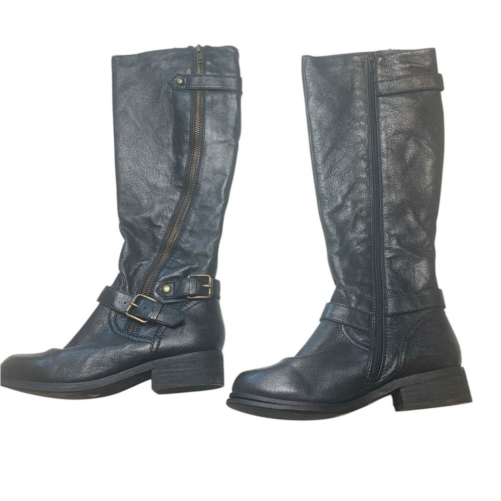 Steve Madden Black Leather Knee High Boots Size 6.5